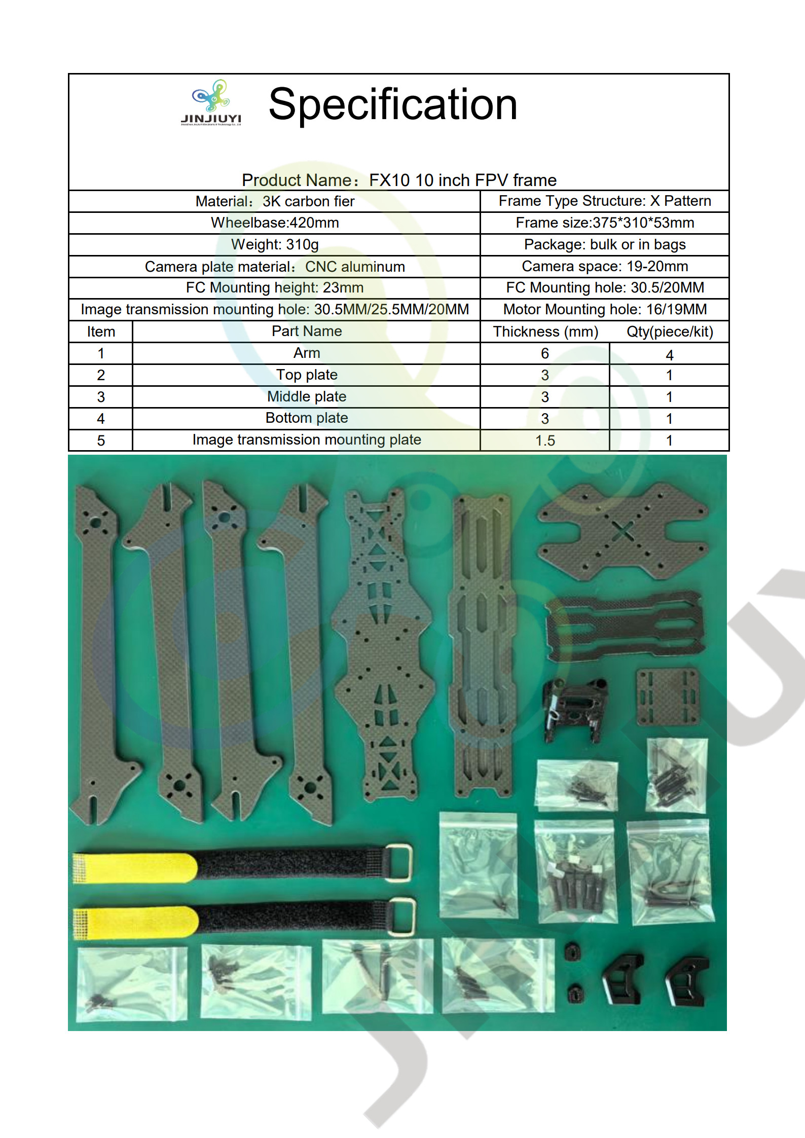 FX10 10 inch rapid detach FPV Drone Frame With 3D Printing Parts for UAV Drone Spare Parts
