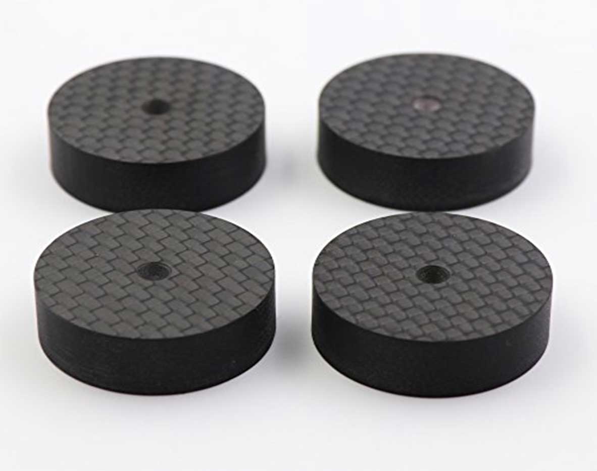 ZSYLOVE ZHANGSUYUAN 4pcs 50X10mm Black Carbon Fiber Speaker Isolation Spike Base Pad Shoe Feet Hifi