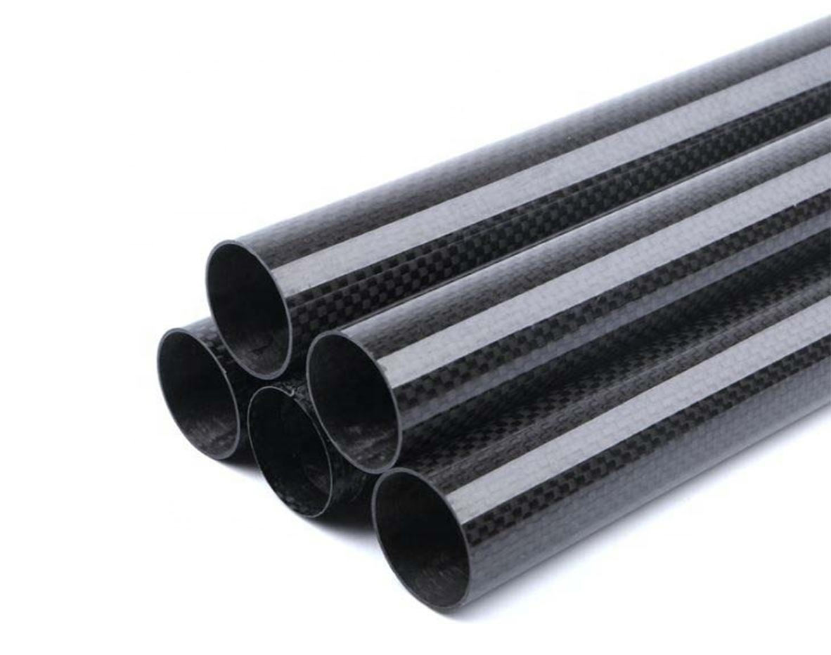 Roll Wrapped Carbon Fiber Round Tube Plain Gloss