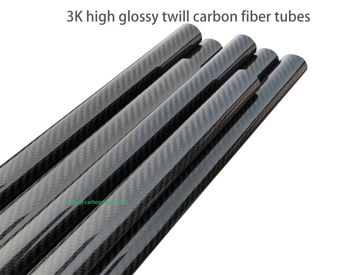 3PCS Roll Wrapped 3K Glossy Carbon Fiber Tube OD14mm*ID12mm*L500mm Twill Weave 