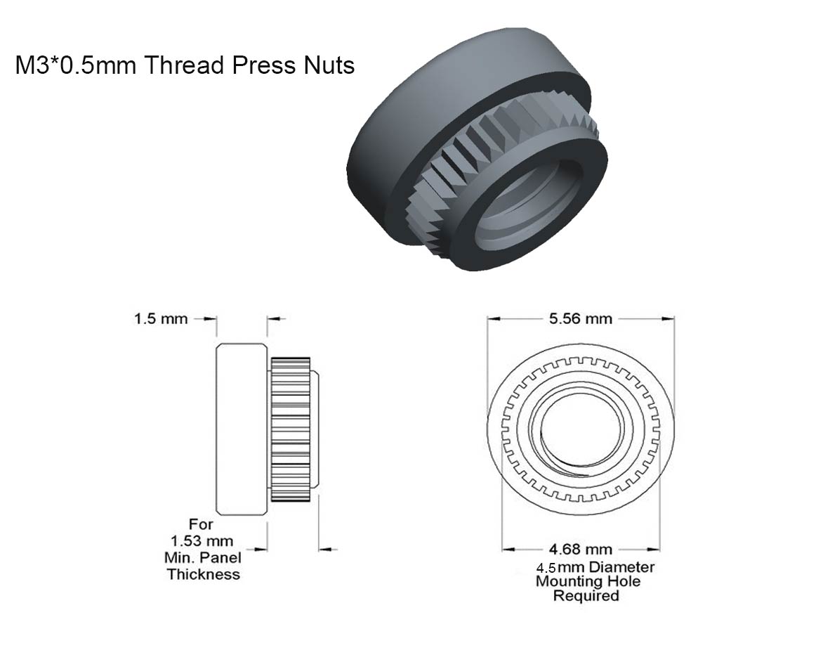 Black M3 Press Nuts