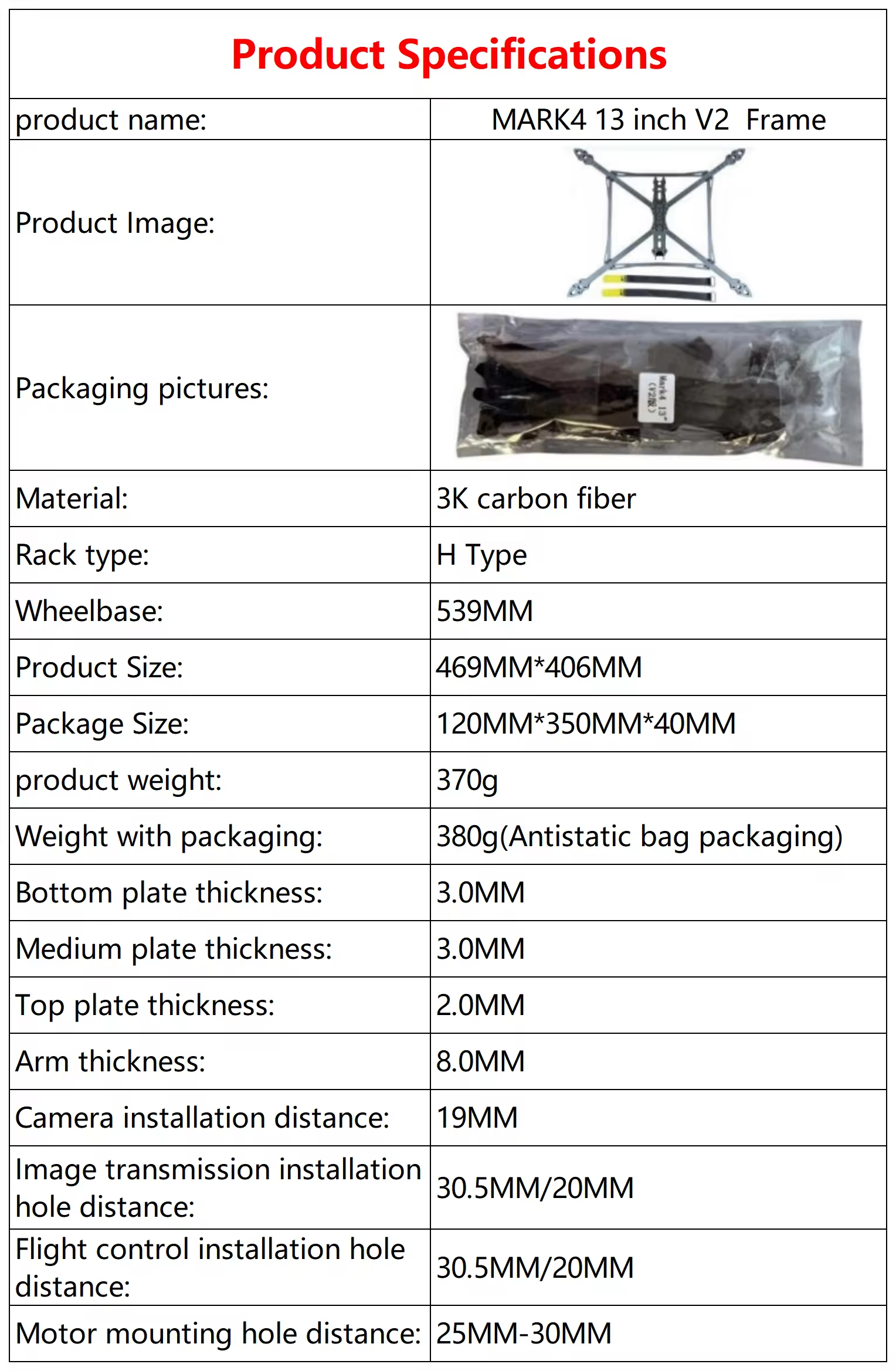 13 Inch Endurance Heavy Load Carbon Fiber Drone Frame